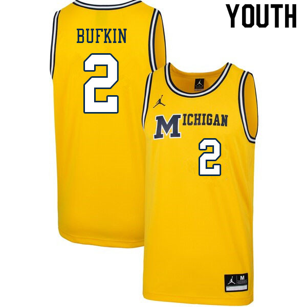 Youth #2 Kobe Bufkin Michigan Wolverines College Basketball Jerseys Sale-Throwback